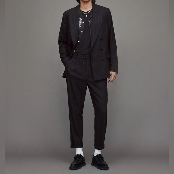 Allsaints Blues Pinstripe Blazer - size 42/ Blues Pinstripe trouser Size 34 - Picture 15 of 15